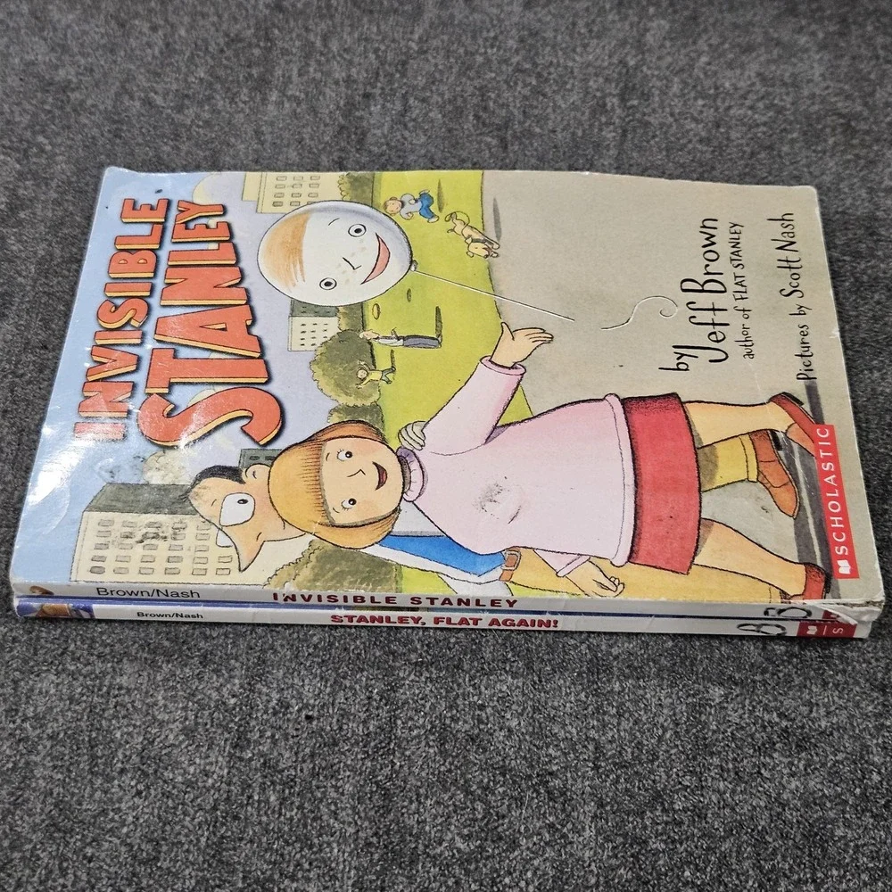 Lot Of 2 Books Invisible‎ Stanley And Stanley, Flat Again! By Jeff Brown
